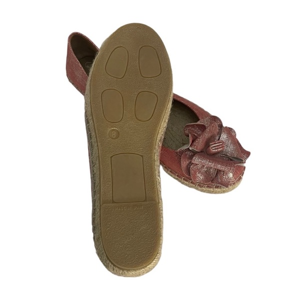 Donald J Pliner cloth pink silver antiqued bow detail flat jute espadrille size8 - Picture 10 of 14